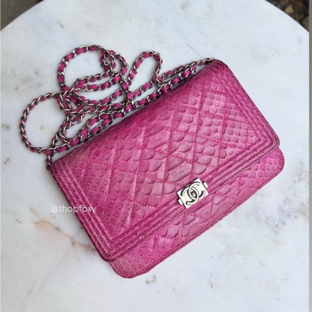 Chanel Exotic Python Boy WOC Wallet on Chain Crossbody - Picture 2 of 15